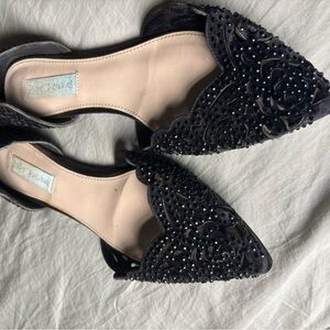 Betsey Johnson Black Embellished Flats